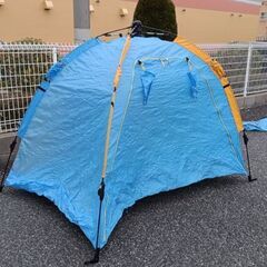 ワンタッチ サンシェードテント 青色 説明書付き キャンプ