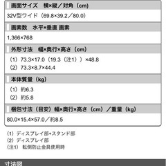 シャープAQUOS32型テレビリモコン付の画像