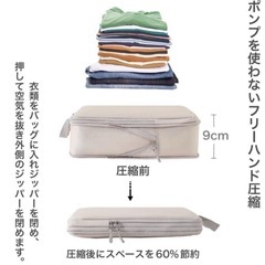 旅行用圧縮袋 ４枚 トラベルポーチ 圧縮ポーチ 圧縮バッグ　大容量 軽量の画像