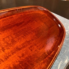 春慶塗　舟形のお盆　39cm 箱付き　朱塗り　漆器　岐阜県　伝統工芸品　※裏面に名入りの画像