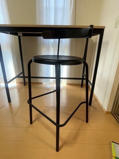 IKEAハイテーブルとチェア2脚のセット