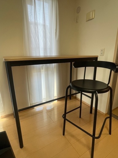 IKEAハイテーブルとチェア2脚のセット
