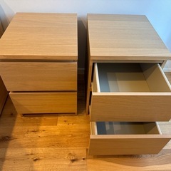 MALM マルム 2段チェスト ナイトスタンド 2つセット 
