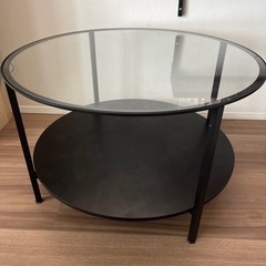 【ローテーブル】IKEA ブラック　ガラス　