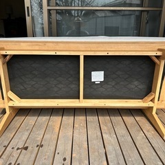 木製ソファー　ベンチ　中古の画像