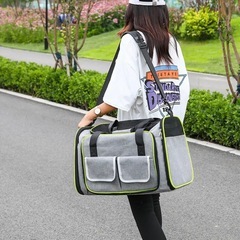 新品未使用✨️Lサイズ ペットキャリー 多機能 拡張可能 蛍光グリーングレーの画像