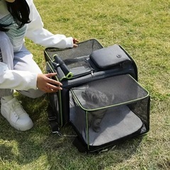 新品未使用✨️ペットキャリーバッグ 多機能 両側拡張 オレンジグレーの画像
