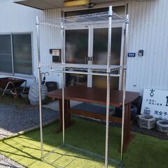 メタルラック ハンガーパイプ付き スチールラック ハンガーラック...