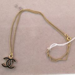 CHANEL/シャネル　ネックレス　ココマーク　ブラック×ゴール...