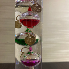 ガラスフロート温度  （ガリレオ温度計）とハーバリウムの画像