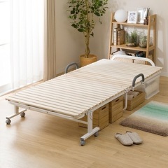 4/5締切★配送可★ニトリ シングル 折りたたみ桐すのこパイプベッドの画像