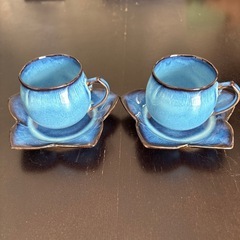 まとめて値引き有りカップ&ソーサー2客セット小ぶり花形ソーサー