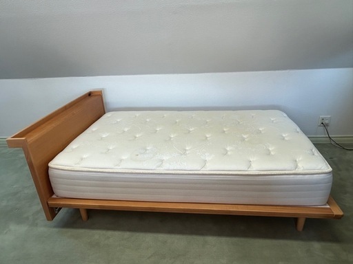 セミダブル キングスダウン マットレス フレーム セット