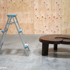 ≪zyt1999ジ≫ 一枚板座卓 三つ脚 幅約85cm 高さ33cm 輪切り/ローテーブル/ちゃぶ台/花台/飾り台/和風/和家具/座敷/中古家具/宮城県仙台市 70213-14の画像