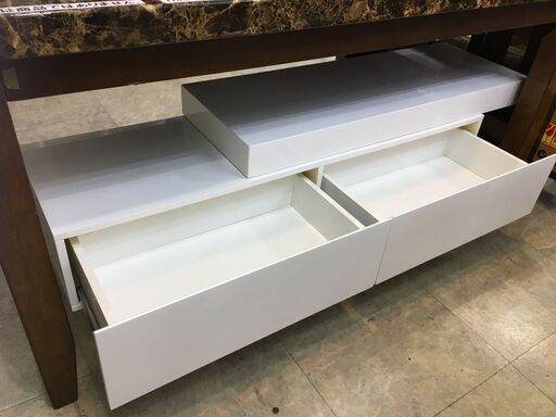 伸縮ローボード　白　鏡面