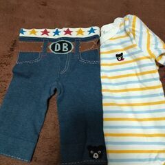 ミキハウスセット　ダブルB　ロングTシャツ80、ズボン90の画像