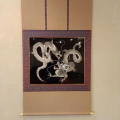 【美品】掛け軸　木目込み　龍