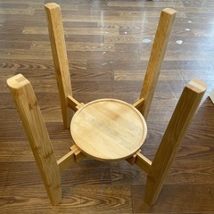 【IVODEELAフラワースタンド　竹製.ナチュラルカラー】W27〜37xH38cm（受け皿φ18cm） クリーニング済み【11003】の画像