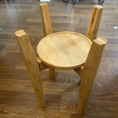 【IVODEELAフラワースタンド　竹製.ナチュラルカラー】W27〜37xH38cm（受け皿φ18cm） クリーニング済み【11003】の画像