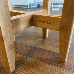 【IVODEELAフラワースタンド　竹製.ナチュラルカラー】W27〜37xH38cm（受け皿φ18cm） クリーニング済み【11003】の画像