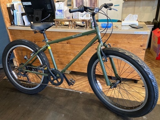 【BAMBARI前後チューブ新品！】6段変速　26インチファットバイク　モスグリーン