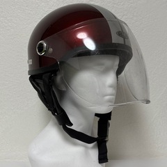 スピードピット SPEED PIT　ハーフヘルメット 半ヘル 原付 スクーター　バイク マルーン シルバー SQ-32 125cc以下用 大きなキズありの画像