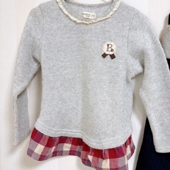 👧110cmキムラタン*ビケットクラブのチュニック&キルトパンツ2点set!!中古美品の画像
