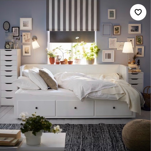 早め希望IKEA ヘムネス　白　ベッド フレーム　マットレス付き