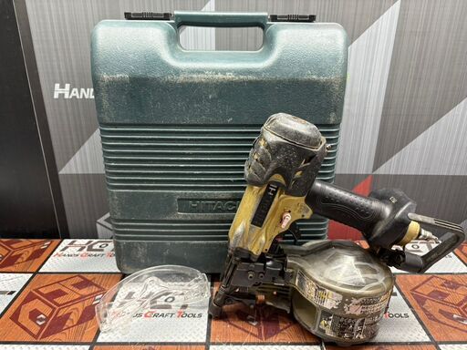 【中古】ハイコーキ HiKOKI 日立工機 NV65HMC 高圧ロール釘打機 65mm ゴーグル・ケース付き