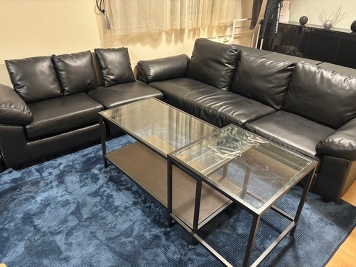 L字ソファー  テーブル付き