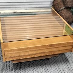●ガラス天板センターテーブル 引出し付 84cmスクエアタイプ　...