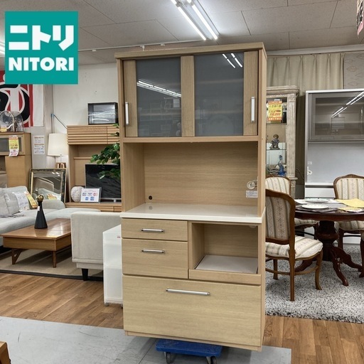 S368 ⭐ NITORI ニトリ キッチンボード 食器棚 RIPE-90KBS 幅88.5cM USED