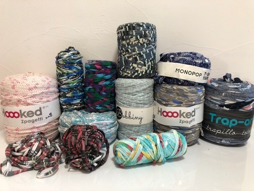 破格です！！③ズパゲッティ　hoookedリボンXL、モノポップ　Tシャツヤーン、リサイクルヤーン、ライクラヤーンなどレア糸
