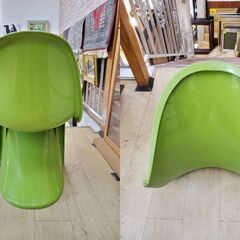 ※ デザインチェア アームレスチェア スタッキング 1脚 グリーン 緑 リプロダクト 検) PantonChair パントンチェア Vitra ヴィトラ ヴァーナー◆買取帝国 朝霞店の画像