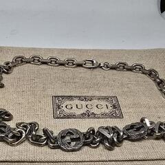 【超レア廃盤美品】GUCCI インターロッキングG グリーン ネックレス 燻加工の画像