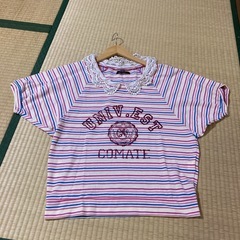 ESTACOT ストライプ レース襟 Tシャツの画像
