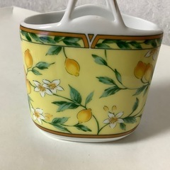 カトラリーケース　ロイヤルアーデン　スティックシュガー入れ　陶器製バスケット　緑の画像