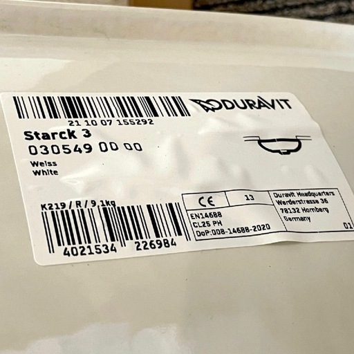 未使用在庫品！洗面器・洗面ボウル◆DURAVIT◆スタルク3シリーズ◆DV030549R-00◆W530 H180 D400