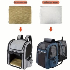 新品未使用✨️ネイビー色 反射板付きペットキャリー リュックタイプ 最新！拡張可能 キャリーバッグの画像