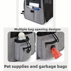 新品未使用✨️ネイビー色 反射板付きペットキャリー リュックタイプ 最新！拡張可能 キャリーバッグの画像