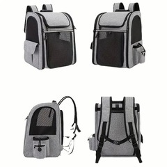 新品未使用✨️グレー色 反射板付きペットキャリー リュックタイプ 最新！拡張可能 キャリーバッグの画像
