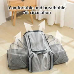 新品未使用✨️ペットキャリーバッグ 拡張可能 グレーブルーエッジ 多機能の画像