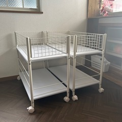 押し入れ収納ラック キャスター付き 2段 ワゴン 幅36cm×奥行73cm×高さ65cm 収納棚 クローゼット収納 隙間収納 収納ケース 収納ラック 収納ワゴン 押し入れ収納 棚 台の画像