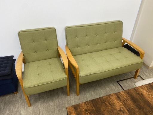 ニトリ　ソファ　黄緑　大小セット　ソファー　バラ売り可　最大5台