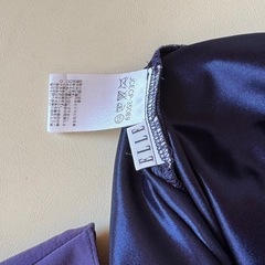 【ELLE】ビーズ刺繍 ダークパープル 半袖ワンピースの画像