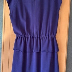 【ELLE】ビーズ刺繍 ダークパープル 半袖ワンピースの画像