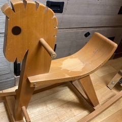 木馬　馬　遊具　おもちゃ　子供用　木　木製玩具　昭和　レトロ　ア...