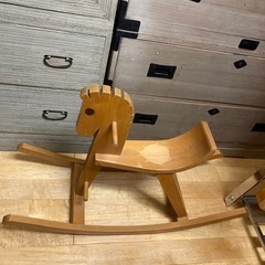 木馬　馬　遊具　おもちゃ　子供用　木　木製玩具　昭和　レトロ　アンティーク　中古の画像
