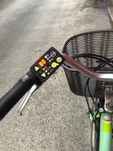 【京都】京の楽チャリ　電動アシスト自転車　ヤマハ　薄い緑色