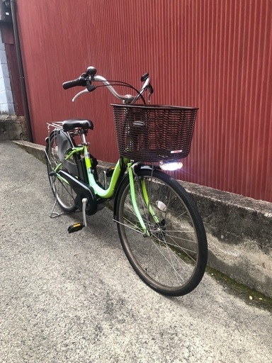 京都】京の楽チャリ 電動アシスト自転車 ヤマハ 薄い緑色